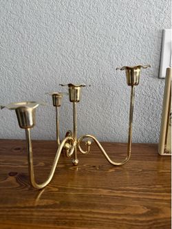 Vintage 4 armed ruffle edge  brass candelabra