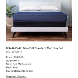 Bob-0-Pedic Gem Full Standard Mattress Set + Cover 