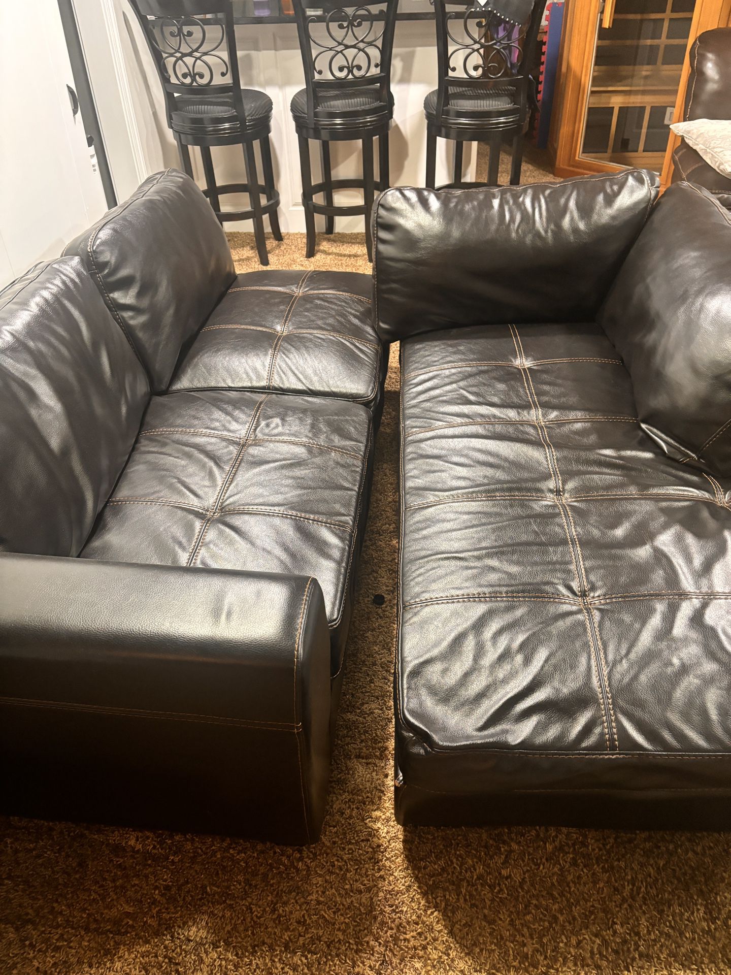 Faux Leather L Shaped Couch For $120 OBO 