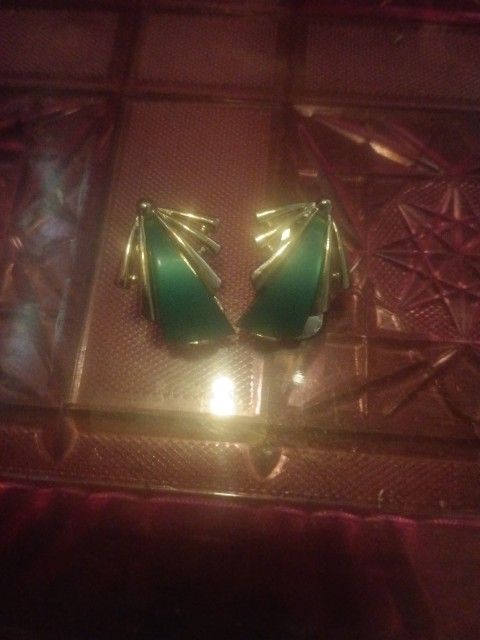 Vintage Gold-toned  And Green Costume Jewelry For Sale.