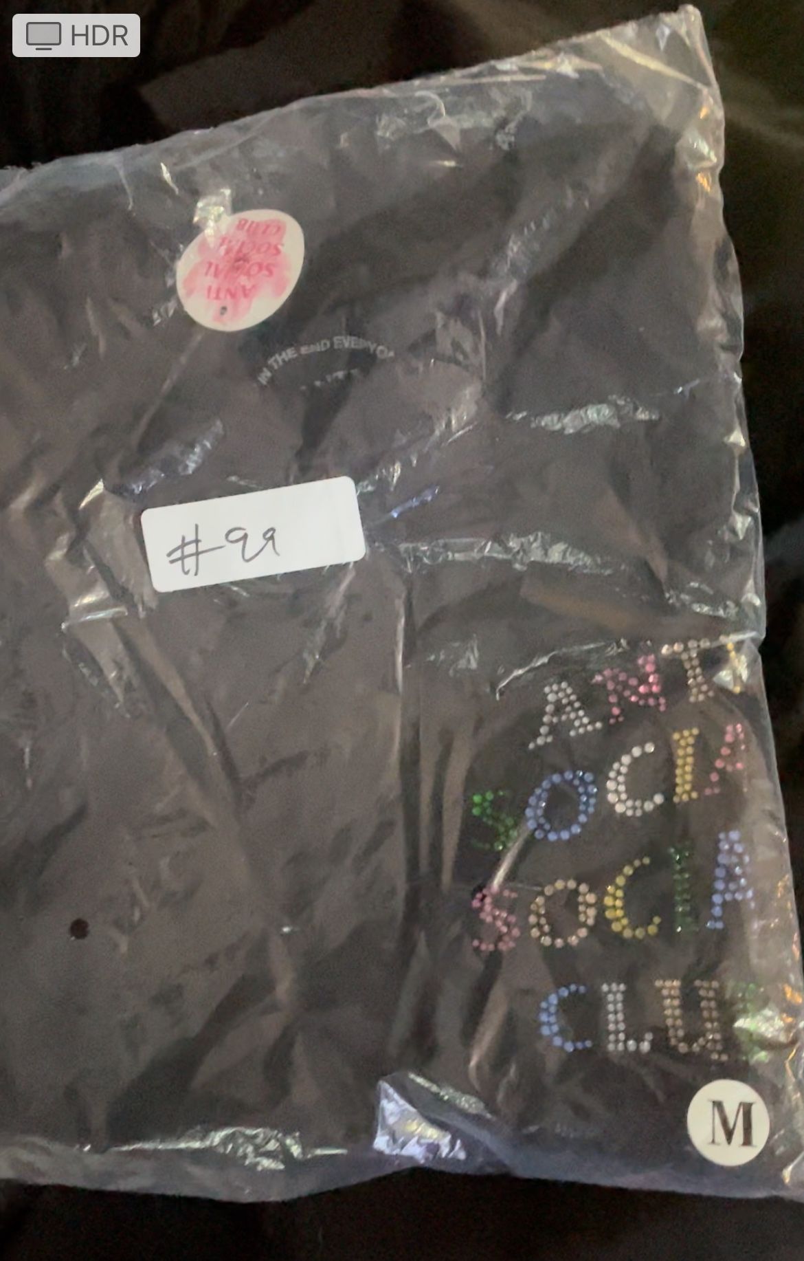 Antisocial Club Tee Shirt Medium Rhinestones