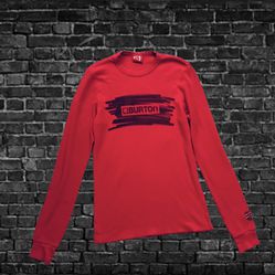 Burton Snowboards Long Sleeve Thermal Shirt Red Crew Neck Logo Youth Size XL