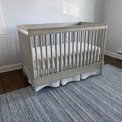 Restoration Hardware  Baby & Child Arin Spindle Crib in Dove Grey.   Used.  