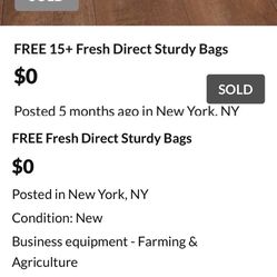 FREE Fresh Direct Sturdy Bags