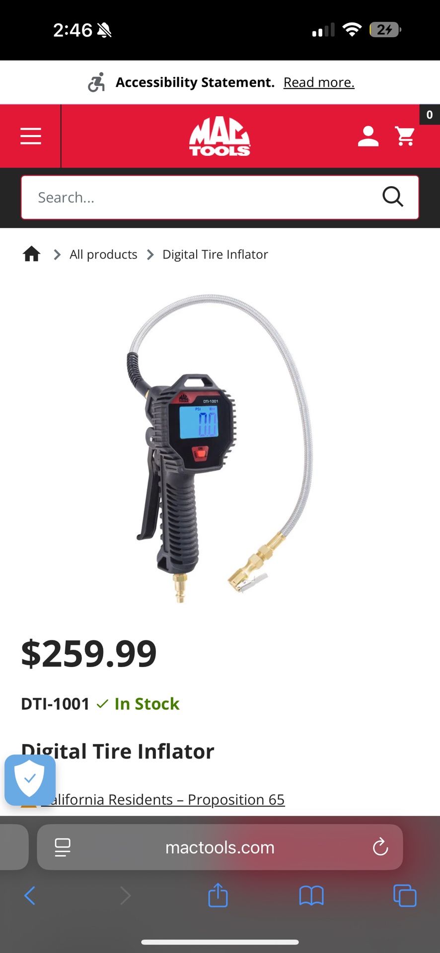 Mac Tools Digital Tire Inflator