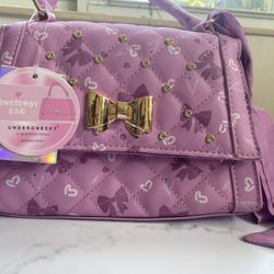Under One Sky Crossbody Bag | Pink Quilted with Gold Bow | NWT 