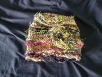 colorful wool knit hat with fleece lining