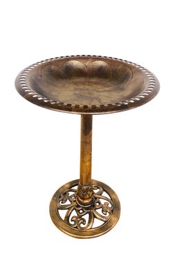 Birdbath Copper Bronze 28" Height Pedestal Bird Bath Antique Outdoor Garden Vintage Yard Art Resin Fleur de lis Decoration Accents
