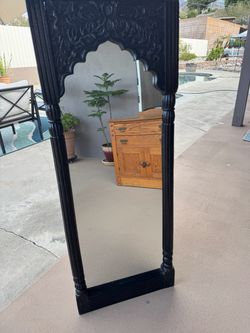Black Carved Wood full size Mirror Moroccan Style