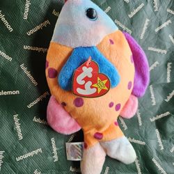 TY Beanie Baby "Lips" The Fish W/ Tag Errors & P.E . Pellets