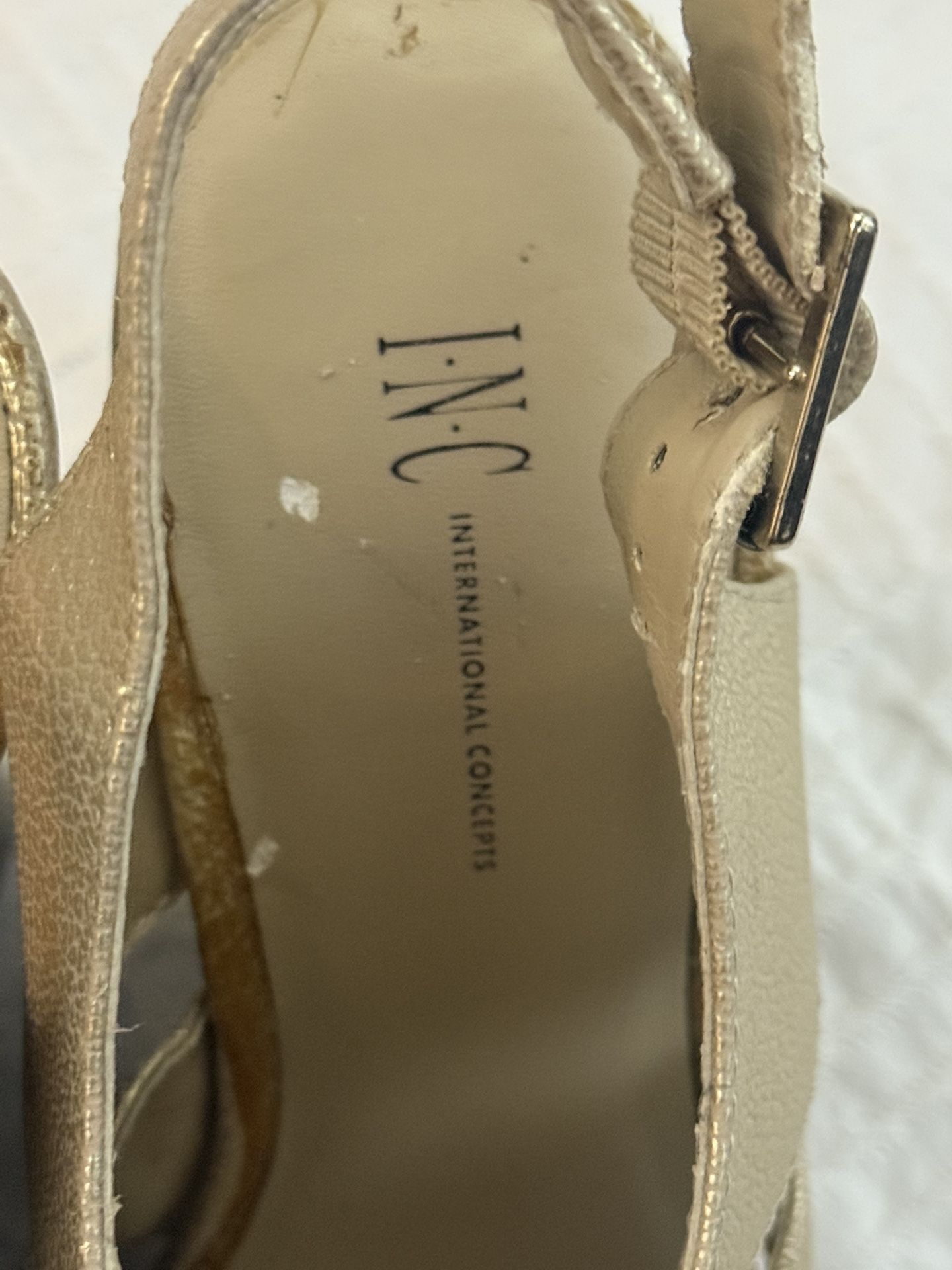 INC International Concepts Gold Wedge Sandals – Size 7