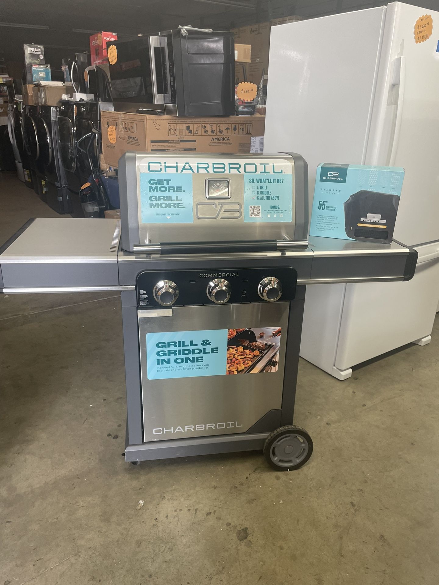 Bbq Grill 3/1 Infrared And Flat Top And Charcoal Charbroil Stainless Steel X Cove R