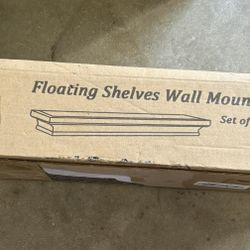 Two white floating shelves wall mount