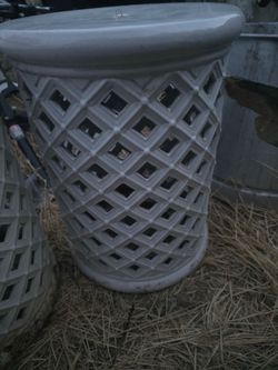 Pair of White Glazed Lattice Ceramic Garden Stools
