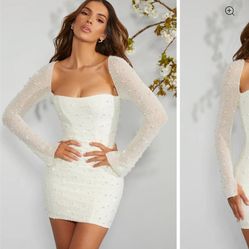 Oh Polly White Beaded Bridal Dress