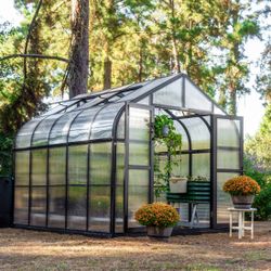 Vego Garden Pacific Greenhouse with Auto Vents and Folding Shelf Bundle, 8.5 ft. x 8.5 ft.
