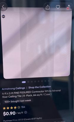 4-ft x 2-ft FINE FISSURED Contractor White Mineral fiber Ceiling Tile (8 -Pack, -Pack, ft / Case )
