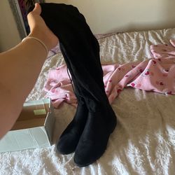 tall black velvet boots