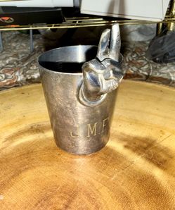 Rare Vintage NAPIER Mid-Century Modern Silver "Two Fingers"Jigger Shot Glass