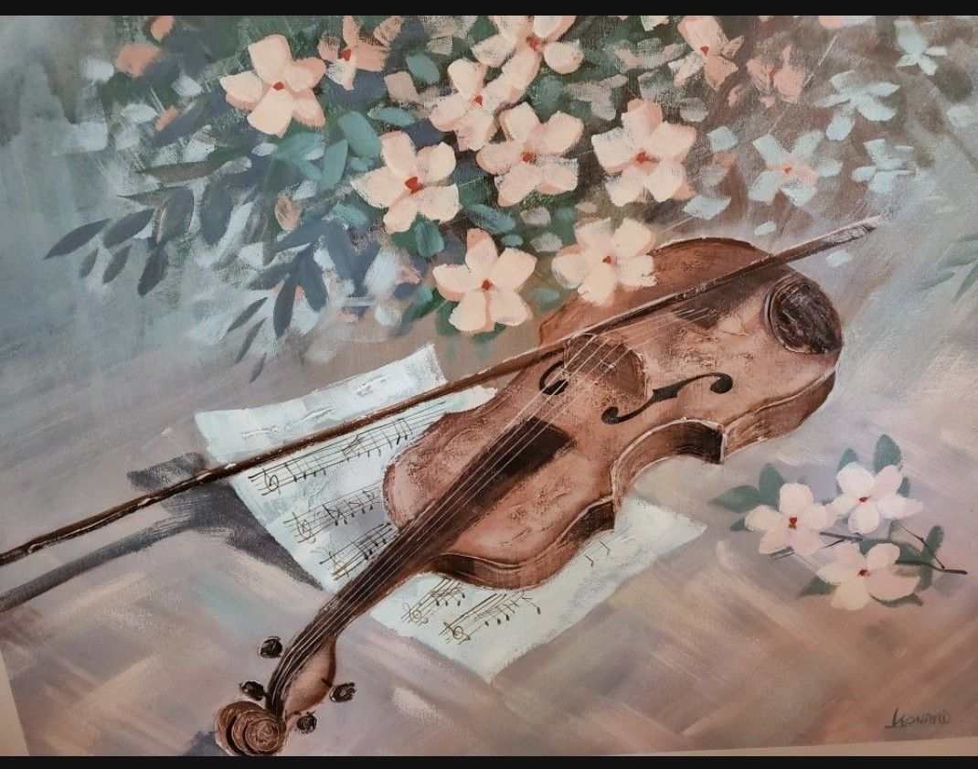 Wall Painting Oil On Canvas 62" Width 52" Height By Leonard
