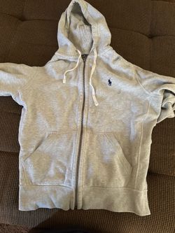 Grey Polo Zip-Up Hoodie- Mens Small