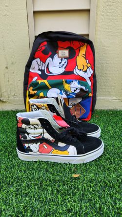 Brand New Vans x Disney Sk8-Hi Sneakers  Size 9.5 + Matching Backpack
