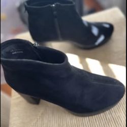 Hawkwell Women's Suede Arch Support Side Zipper Comfort Ankle Boot Chunky Block Heel Booties