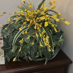 Beautiful Fake Flowers In Ceramic Holder