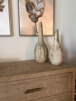Rustic Ceramic Bottle Vases Set of 2