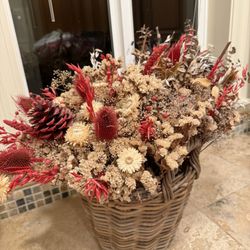 Dried Flowers With Basket 