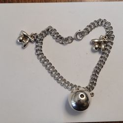 Bowling Charm Bracelet Sterling Silver 
