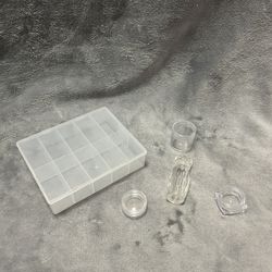 57 clear small plastic craft Travel Storage Organizer containers case jars lid