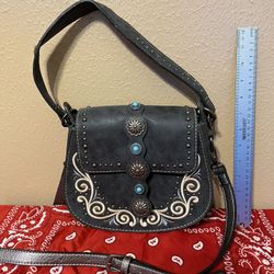 Montana West Gray Leather Small Crossbody