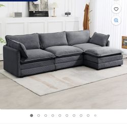 Gray sectional with ottoman & Accent Chair With Ottoman