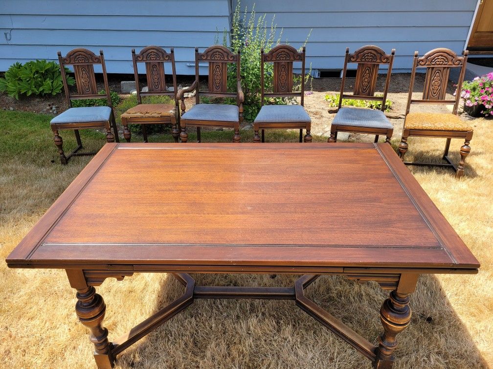 Vintage Dining Table and Buffet Set