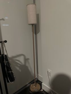 Modern Light Brown Metal Floor Lamp with Fabric Shade