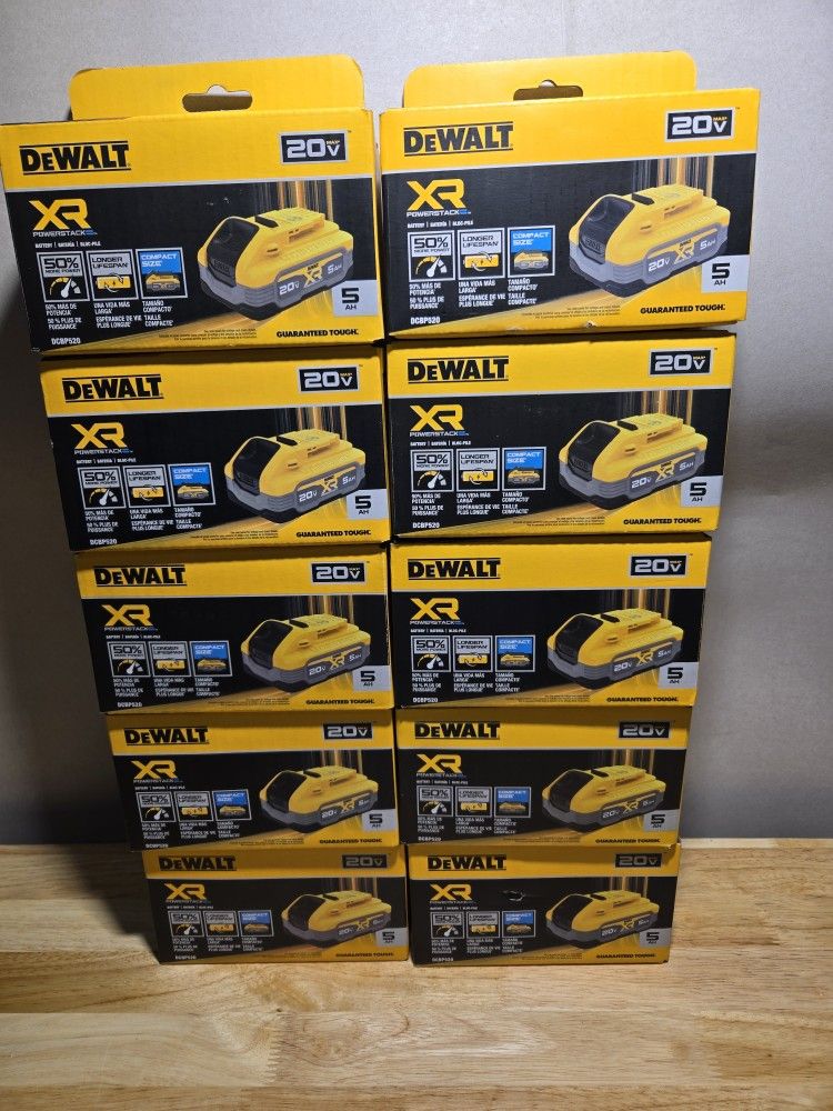 NEW DEWALT POWERSTACK XR 20V 5Ah Battery Power Pack, Batteries for Drill, Saw, Impact Wrench Driver