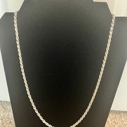 14k White Gold Plated Rope Chain Necklace 