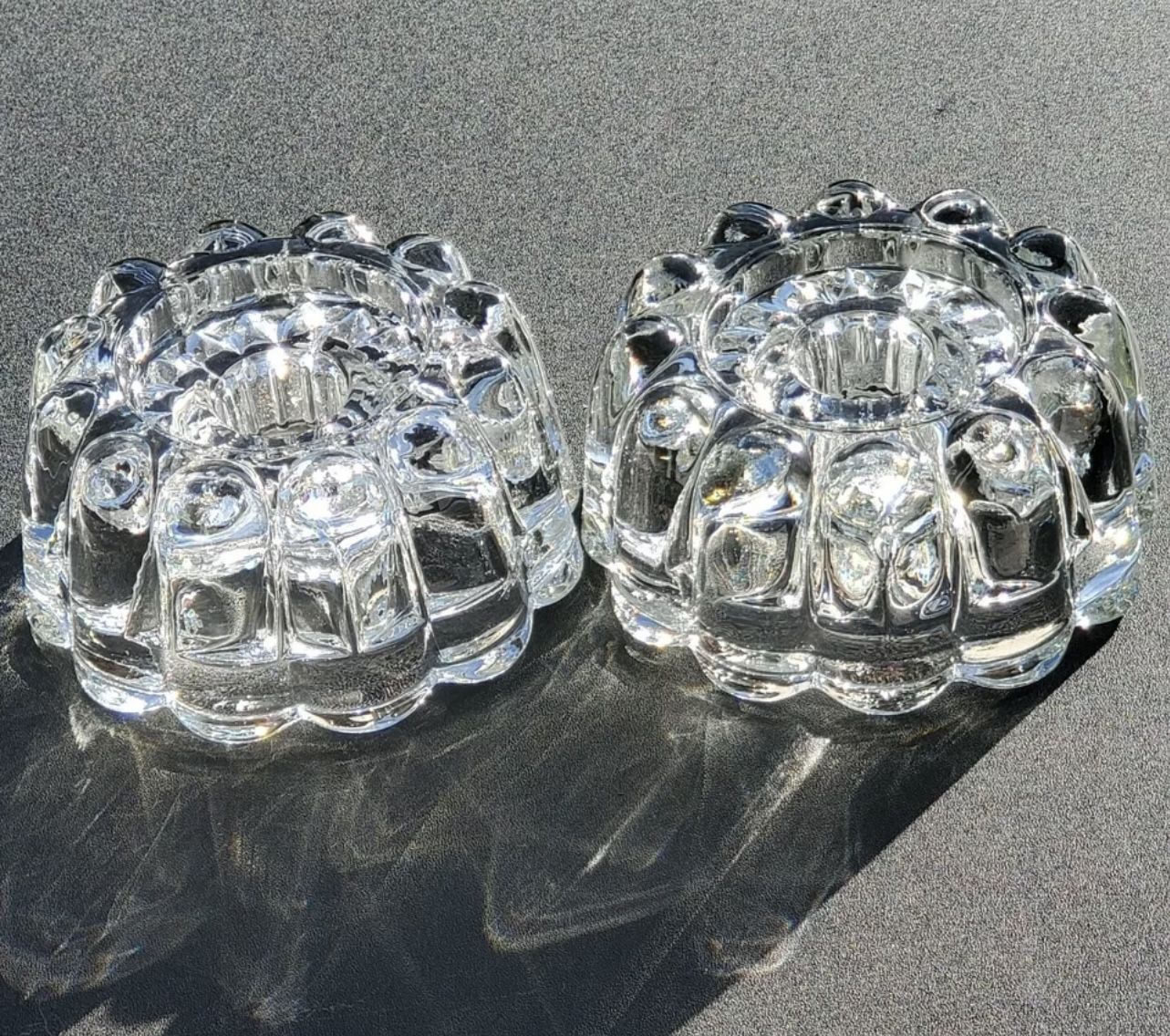 Set Princess House Crystal Ribbed Candlestick Candle Holders 438 glass heavy