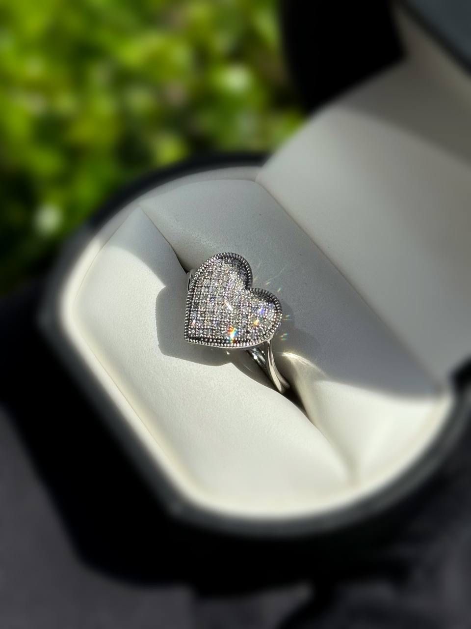 Jewelry 10k solid white gold diamonds 0.3CTW heart ring sz 7.00