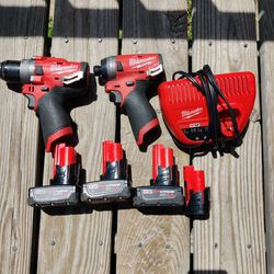Milwaukee M12 FUEL impact driver & hammer drill w/ batteries & charger