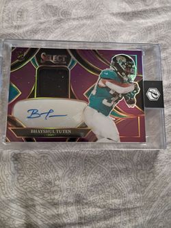 2025 Panini Select - Rookie Signature Memorabilia Bhayshul Tuten #RSMP-BTN Purple Prizm /49 (AU, MEM, RC)