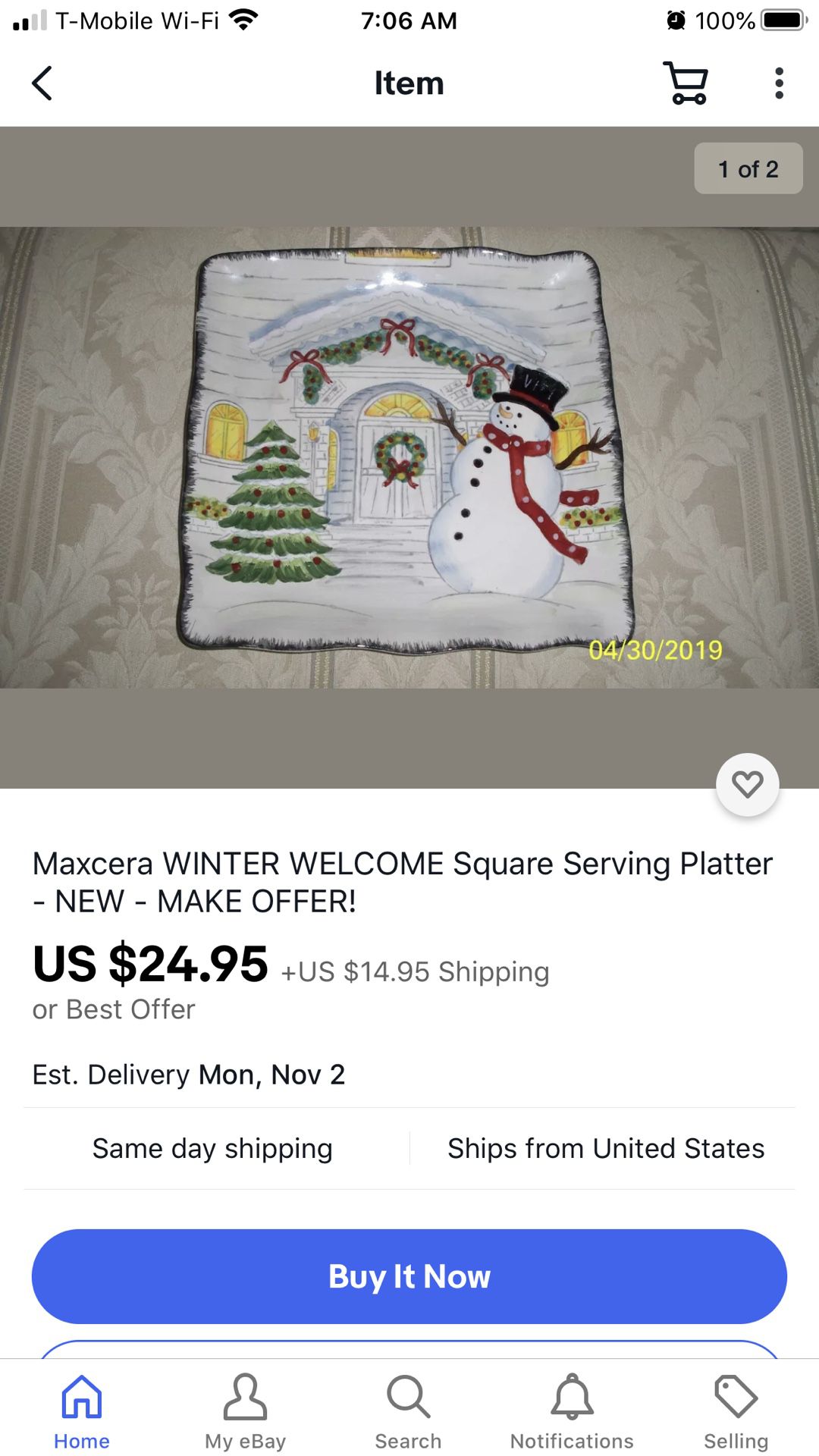 Vintage winter welcome plate 11 by 11