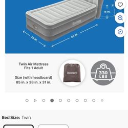 Brand New Twin Blowup, Best Way Mattress With Headboard And Built-In Pump