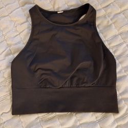 Lululemon Women Solid Black Ebb to Train Bra High Neck Medium Support Size 6