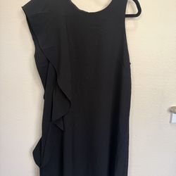 Black Dress With Side Ruffle 