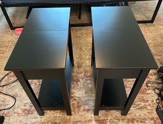 Two Lavish Home Narrow Black Flip-Top Storage End Tables