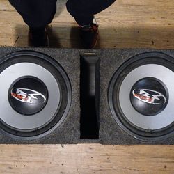 2 12 inch Rockford Fosgate 8 ohm subs in box