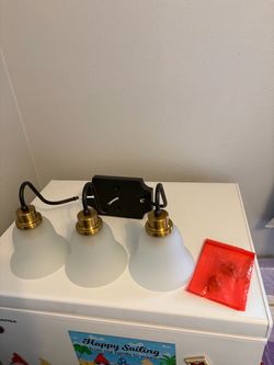 3 light, black vanity, light fixtures, W frosted glass shades