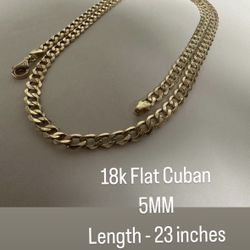 18k Flat Cuban Chain 23 Inches 